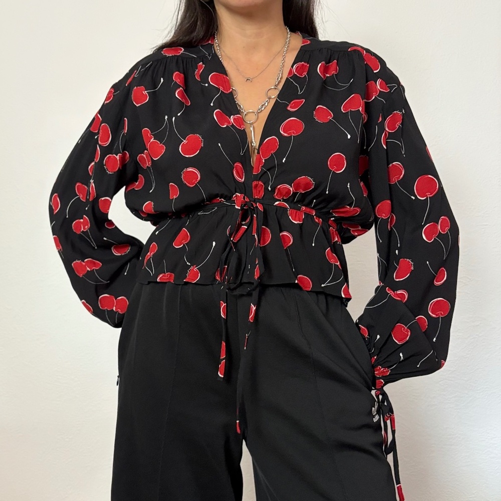 The kooples cherry print tie blouse - Picture 2 of 8